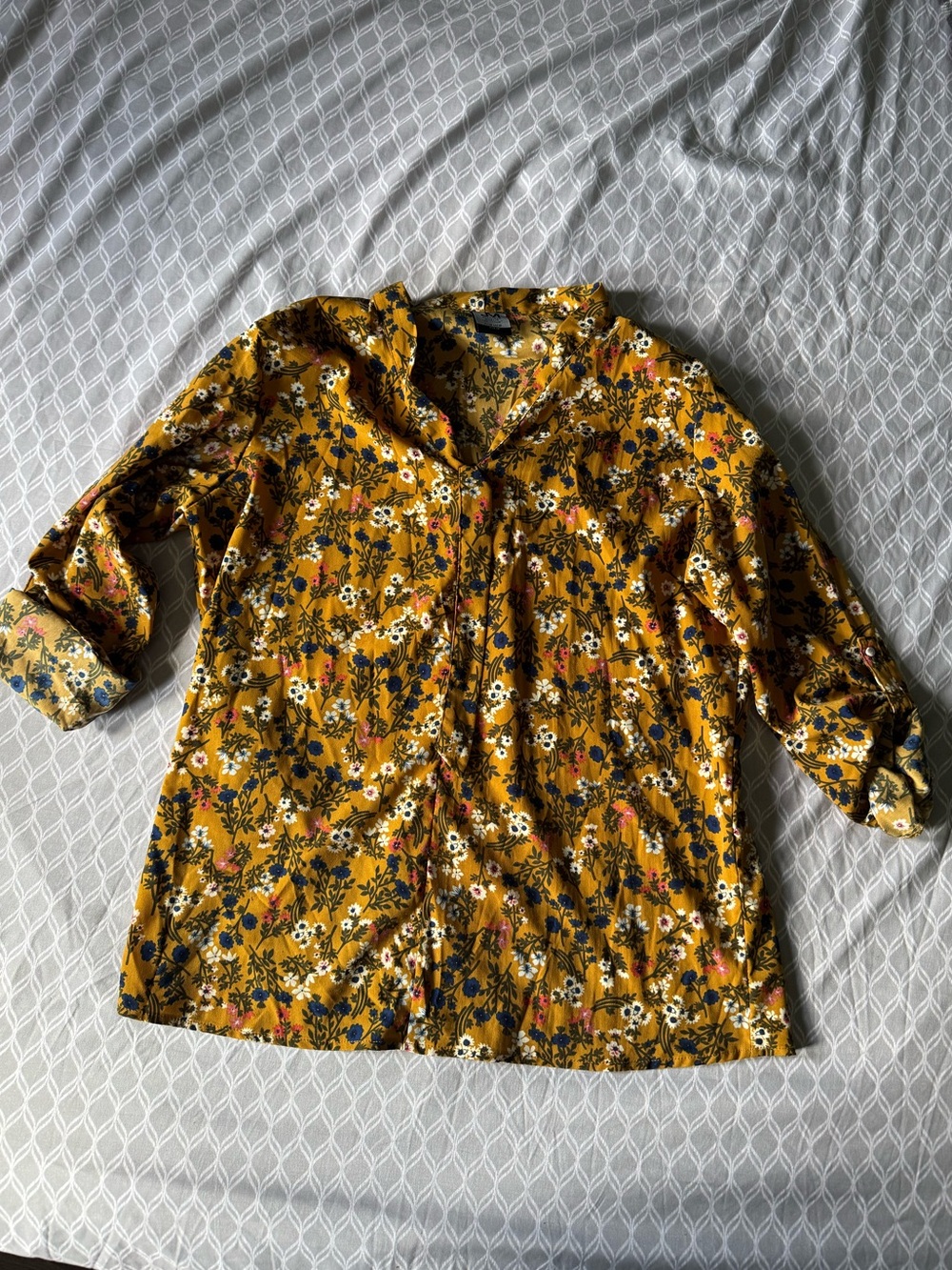 jonathan martin Floral Button-Front Top - Mustard Yellow